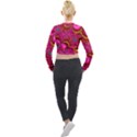 Abstract Pink Gold Floral Print Pattern Long Sleeve Cropped Velvet Jacket View2