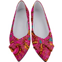 Abstract Pink Gold Floral Print Pattern Women s Bow Heels by SpinnyChairDesigns