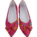 Abstract Pink Gold Floral Print Pattern Women s Bow Heels View1