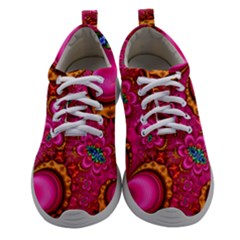 Abstract Pink Gold Floral Print Pattern Athletic Shoes by SpinnyChairDesigns