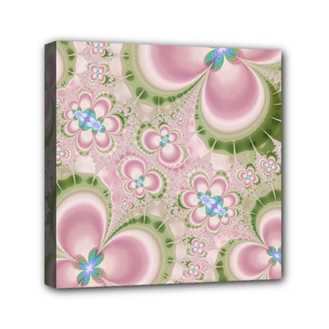 Pastel Pink Abstract Floral Print Pattern Mini Canvas 6  X 6  (stretched) by SpinnyChairDesigns