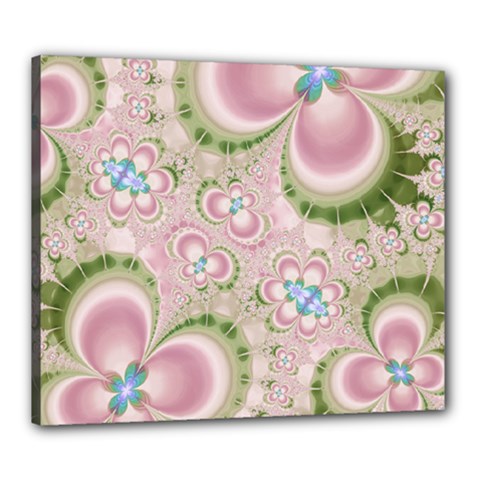 Pastel Pink Abstract Floral Print Pattern Canvas 24  X 20  (stretched) by SpinnyChairDesigns