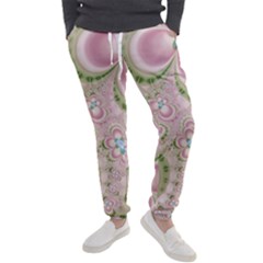 Pastel Pink Abstract Floral Print Pattern Men s Jogger Sweatpants by SpinnyChairDesigns