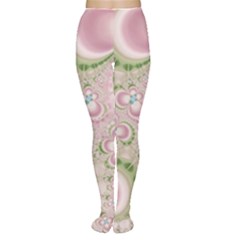 Pastel Pink Abstract Floral Print Pattern Tights by SpinnyChairDesigns