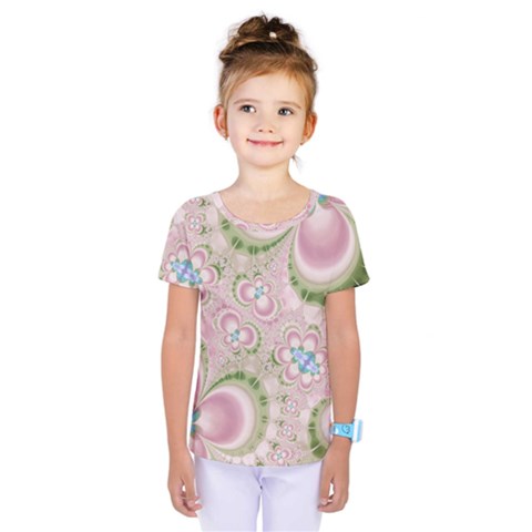 Pastel Pink Abstract Floral Print Pattern Kids  One Piece Tee by SpinnyChairDesigns