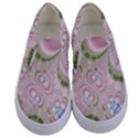 Pastel Pink Abstract Floral Print Pattern Kids  Canvas Slip Ons View1