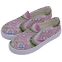 Pastel Pink Abstract Floral Print Pattern Kids  Canvas Slip Ons View2