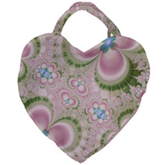 Pastel Pink Abstract Floral Print Pattern Giant Heart Shaped Tote