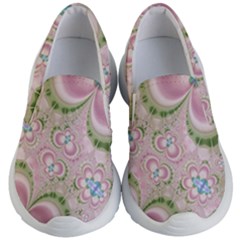 Pastel Pink Abstract Floral Print Pattern Kids Lightweight Slip Ons by SpinnyChairDesigns