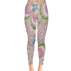 Pastel Pink Abstract Floral Print Pattern Inside Out Leggings by SpinnyChairDesigns