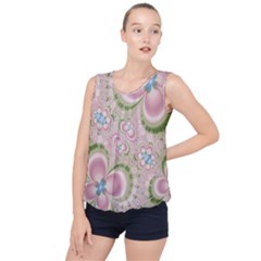 Pastel Pink Abstract Floral Print Pattern Bubble Hem Chiffon Tank Top by SpinnyChairDesigns