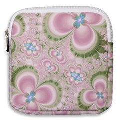 Pastel Pink Abstract Floral Print Pattern Mini Square Pouch by SpinnyChairDesigns