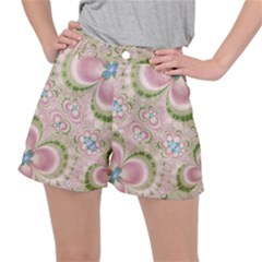 Pastel Pink Abstract Floral Print Pattern Ripstop Shorts by SpinnyChairDesigns