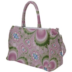 Pastel Pink Abstract Floral Print Pattern Duffel Travel Bag by SpinnyChairDesigns