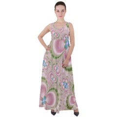 Pastel Pink Abstract Floral Print Pattern Empire Waist Velour Maxi Dress by SpinnyChairDesigns