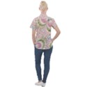 Pastel Pink Abstract Floral Print Pattern Women s Short Sleeve Pocket Shirt View2