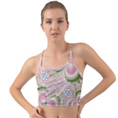 Pastel Pink Abstract Floral Print Pattern Mini Tank Bikini Top by SpinnyChairDesigns