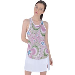 Pastel Pink Abstract Floral Print Pattern Racer Back Mesh Tank Top by SpinnyChairDesigns