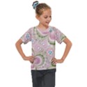 Pastel Pink Abstract Floral Print Pattern Kids  Mesh Piece Tee View1