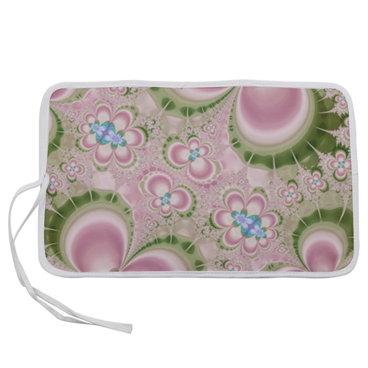 Pastel Pink Abstract Floral Print Pattern Pen Storage Case (S)