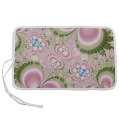 Pastel Pink Abstract Floral Print Pattern Pen Storage Case (l) by SpinnyChairDesigns