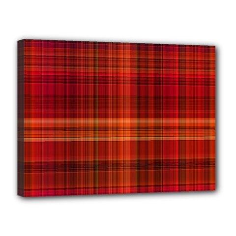 Red Brown Orange Plaid Pattern Canvas 16  X 12  (stretched) by SpinnyChairDesigns