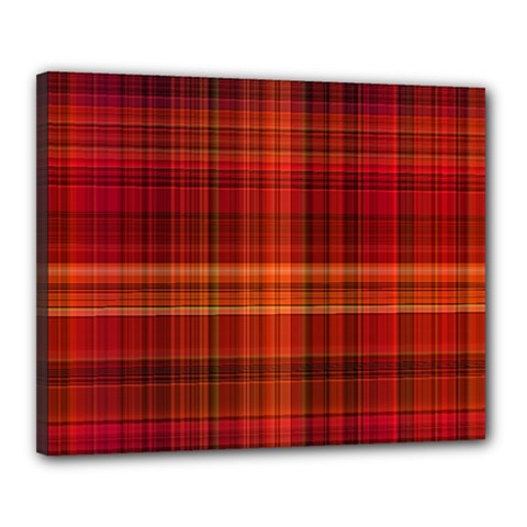 Red Brown Orange Plaid Pattern Canvas 20  X 16  (stretched) by SpinnyChairDesigns