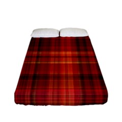 Red Brown Orange Plaid Pattern Fitted Sheet (full/ Double Size) by SpinnyChairDesigns