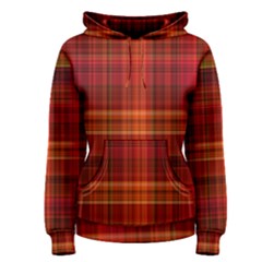 Red Brown Orange Plaid Pattern Women s Pullover Hoodie by SpinnyChairDesigns