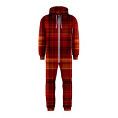 Red Brown Orange Plaid Pattern Hooded Jumpsuit (kids) by SpinnyChairDesigns