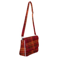 Red Brown Orange Plaid Pattern Shoulder Bag With Back Zipper by SpinnyChairDesigns