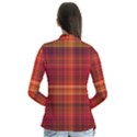 Red Brown Orange Plaid Pattern Drape Collar Cardigan View2