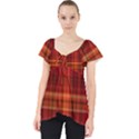 Red Brown Orange Plaid Pattern Lace Front Dolly Top View1