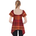 Red Brown Orange Plaid Pattern Lace Front Dolly Top View2