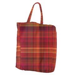 Red Brown Orange Plaid Pattern Giant Grocery Tote by SpinnyChairDesigns