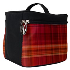 Red Brown Orange Plaid Pattern Make Up Travel Bag (small) by SpinnyChairDesigns