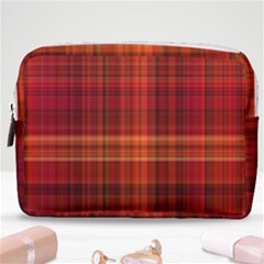 Red Brown Orange Plaid Pattern Make Up Pouch (medium) by SpinnyChairDesigns