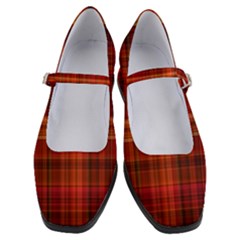 Red Brown Orange Plaid Pattern Women s Mary Jane Shoes by SpinnyChairDesigns