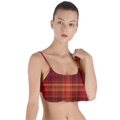 Red Brown Orange Plaid Pattern Layered Top Bikini Top  by SpinnyChairDesigns