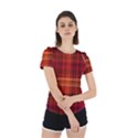 Red Brown Orange Plaid Pattern Back Cut Out Sport Tee View2