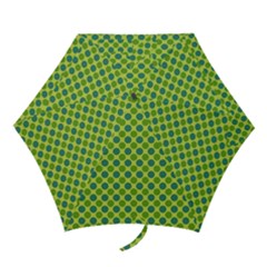 Green Polka Dots Spots Pattern Mini Folding Umbrellas by SpinnyChairDesigns