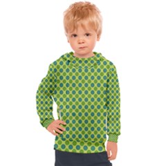 Green Polka Dots Spots Pattern Kids  Hooded Pullover by SpinnyChairDesigns