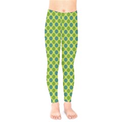 Green Polka Dots Spots Pattern Kids  Leggings by SpinnyChairDesigns