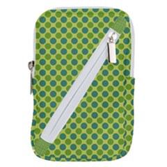 Green Polka Dots Spots Pattern Belt Pouch Bag (large) by SpinnyChairDesigns