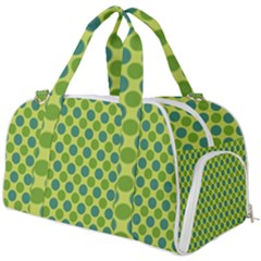 Green Polka Dots Spots Pattern Burner Gym Duffel Bag by SpinnyChairDesigns