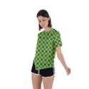 Green Polka Dots Spots Pattern Asymmetrical Short Sleeve Sports Tee View2