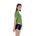 Green Polka Dots Spots Pattern Asymmetrical Short Sleeve Sports Tee View3