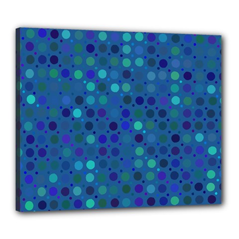 Blue Polka Dots Pattern Canvas 24  X 20  (stretched) by SpinnyChairDesigns