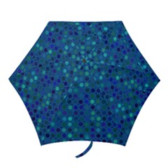 Blue Polka Dots Pattern Mini Folding Umbrellas by SpinnyChairDesigns