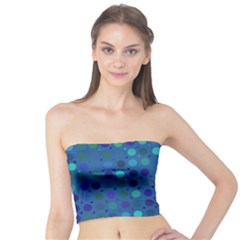 Blue Polka Dots Pattern Tube Top by SpinnyChairDesigns